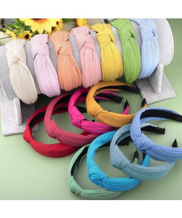 Siquk 15-Piece Top Knot Headband Set for Women - Wide Cloth Headbands in Candy Colors - Buy Online on GoSupps.com