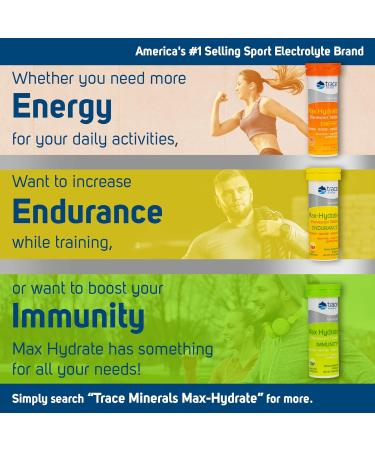 Trace Minerals Max-Hydrate Endurance Effervescent Tablets | Electrolyte Replenishment & Energy Support | Orange Flavor | 8x10 Tabs - Buy Online on GoSupps.com