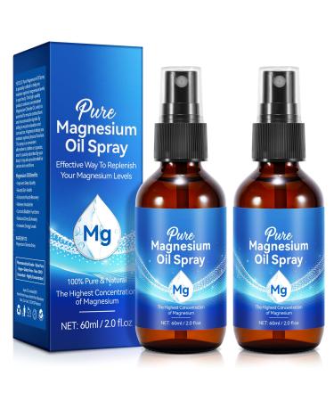 Magnesium Oil 2PACK Pure Magnesium Oil Spray for Feet Body Spray 60mlx2 2PCS