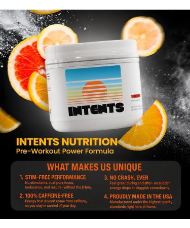 Intents Nutrition Pre workout - Stim Free Caffeine Free Energy Endurance Focus Strength - Buy Online on GoSupps.com