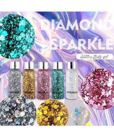 Sparkle and Shine with Holographic Body Glitter Liquid - Festival Makeup Essential for Hair, Face, and Eyeshadow - Long-Lasting and Easy Removal - 5 Vibrant Colors Available - Buy Online on GoSupps.com