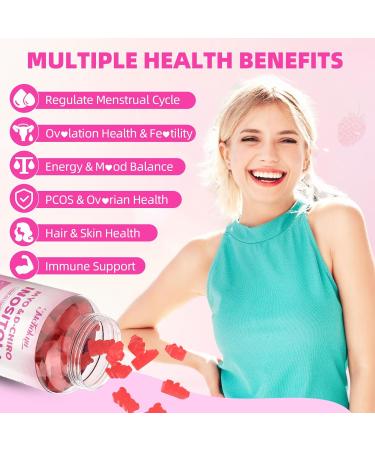 Myo-Inositol & D-Chiro Inositol Gummies Ideal 40:1 Ratio Supplement for Women 2000mg 50mg with Vitamin D3 B12 for Hormonal Balance & Ovarian Health Sugar Free Raspberry Flavor 60 Count 60 Count (Pack of 1) - Buy Online on GoSupps.com