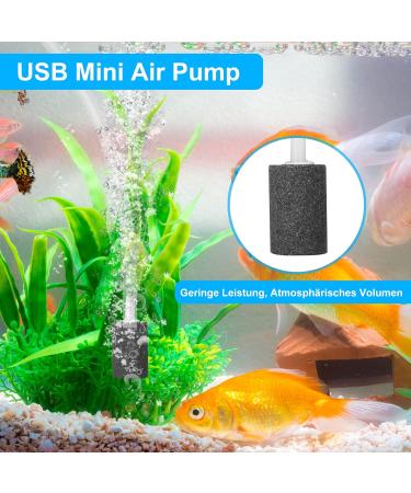 Quiet USB Aquarium Air Pump - Mini Portable Oxygen Pump with Accessories | 1.5m Cable Air Stone & Silicone Hose - Buy Online on GoSupps.com