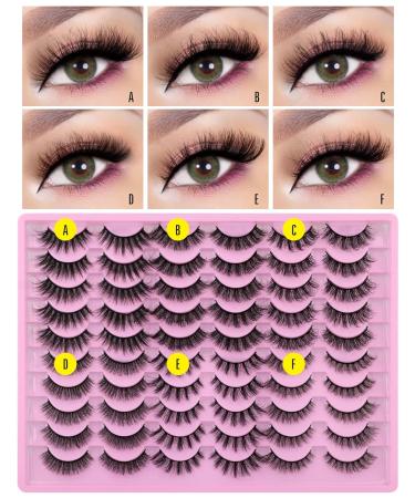 HeyAlice Wholesale Natural False Eyelashes Set - 30 Pairs Faux Mink Fluffy Wispy Cat Eye Lashes - 6 Styles Mixed 3D Strip Fake Eyelashes - Buy Online on GoSupps.com