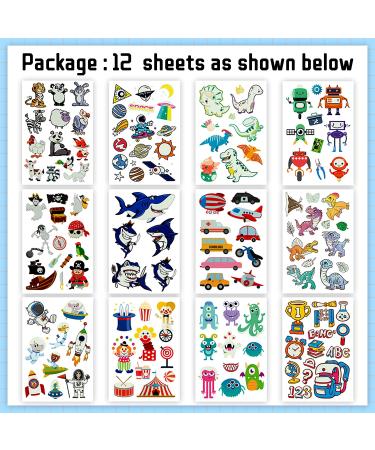 Partywind 145 Styles - Luminous Temporary Tattoos for Boys Kids | Glow Fake Tattoo Stickers featuring Dinosaur Space Pirate Cars | Kids Birthday Party Supplies (12 Sheets) - Buy Online on GoSupps.com