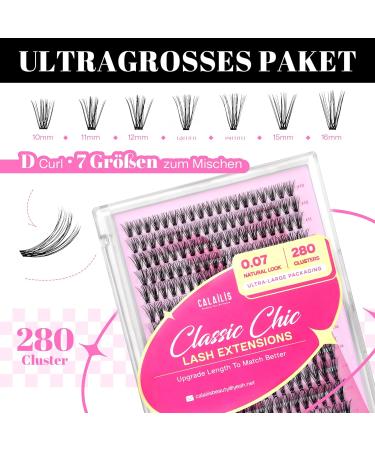 Calailis DIY Eyelash Extensions Set - 280 D Curl Individual Lashes with Adhesives Remover & Applicator | 30-Day Kit for Stunning Lashes - Buy Online on GoSupps.com