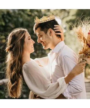 Baroque Vintage Rhinestone Pearl Wedding Tiara for Men - Champagne Gold Crown for Cosplay, Homecoming & Birthday Party - Buy Online on GoSupps.com