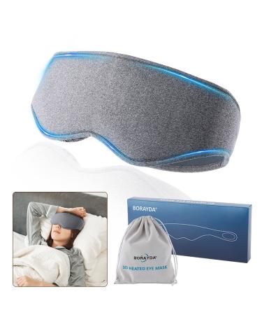 BORAYDA Heated Eye Mask 3D Contouring Cup Sleeping Mask and Eye Mask Shade Soft and Comfortable for Dry Eye Stye Blepharitis Chalazion Eyestrain for Travel Yoga Nap (Grey)