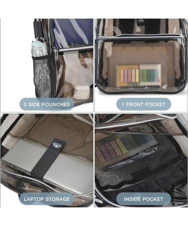 Woddtery Clear Backpack - Heavy Duty PVC Transparent Backpack for School, Work, Stadium, Travel - Black - Buy Online on GoSupps.com
