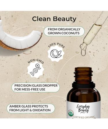 Organic Fractionated Coconut Oil | 100% Pure, Cold-Pressed | USDA Certified Organic | Amber Glass Bottle with Glass Dropper | For Face, Skin, & Hair - 1 Fl Oz - Buy Online on GoSupps.com