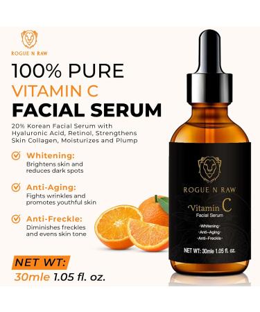 20% Vitamin C Face Serum - Anti-Aging Hyaluronic Acid Retinol & Collagen for Dark Spots & Wrinkles - 30ml - Buy Online on GoSupps.com