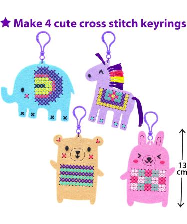 KRAFUN Cross Stitch Kits for Kids - 4 Cute Animal Designs | Unicorn Needlepoint Embroidery Kit for Girls 5-13 - Arts & Crafts Keyrings Ornaments - Buy Online on GoSupps.com