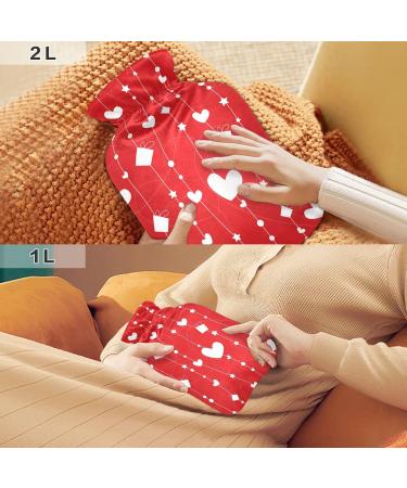 Valentine's Day Heart BAP Free Hot Water Bottle 2L - Large Pain Relief Bag with Cover for Bed & Comfort - Buy Online on GoSupps.com