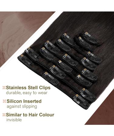 Black Clip in Hair Extensions Real Human Hair - 10 Inch 50g Hair Extensions Clip in - 8 Pieces Clip in Hair Extensions - Buy Online on GoSupps.com
