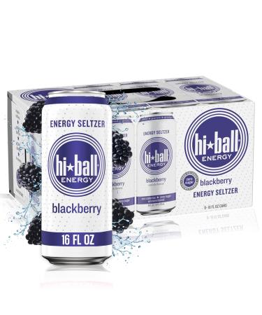 Hiball Clean Energy Seltzer Water, Caffeinated Sparkling Water Made with Vitamin B12 and Vitamin B6, Sugar Free (8 pack of 16 Fl Oz), Blackberry