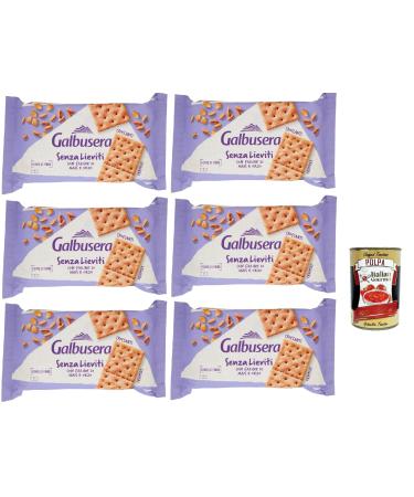 Galbusera Senza Lieviti Cracker con Farine di Maïs e Orzo, Cracker with corn flour and barley, without soup 6 x 300 g + Italian Gourmet Polpa 400 g