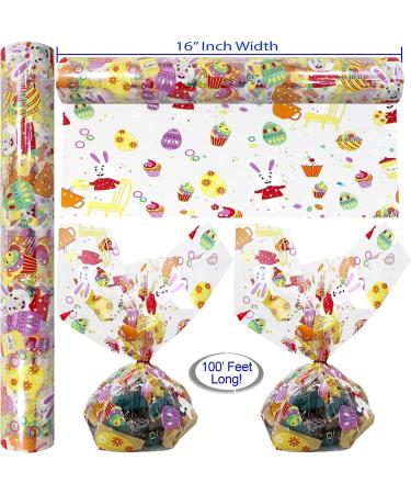 AnapoliZ Easter Cellophane Wrap Roll - 100 Ft. x 16 In. | Crystal Clear 2.3 Mil Thick Design for Easter Treats, Baskets, and Gifts - Bunny and Eggs Cellophane - Buy Online on GoSupps.com
