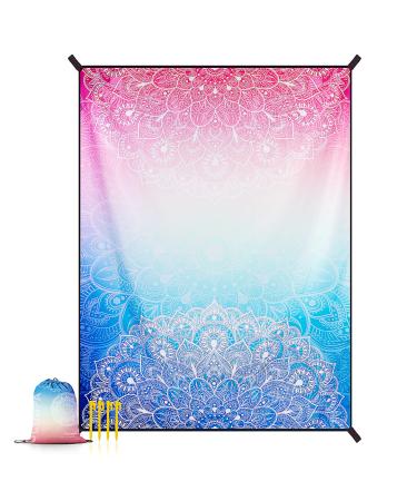 OCOOPA Diveblues Beach Blanket, Sand Free Mat Quick Drying, Perfect for Beach Yoga, Outdoor Music Festival, Travel Camping Gifts Mandala Pink Large( 2 adults )