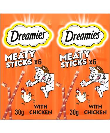 Dreamies Meaty Sticks 84 Pieces Cat Treats Tasty Snacks with Delicious Chicken Pack of 14 x(30g) - Buy Online on GoSupps.com