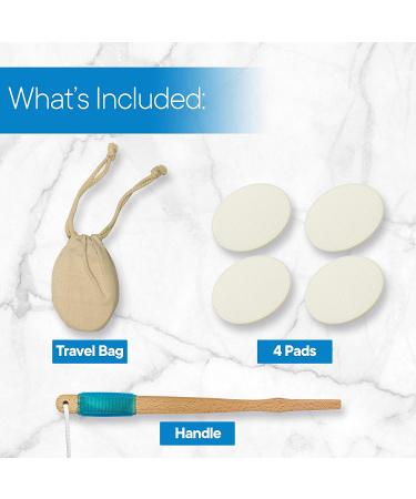 RMS 17.5 Long Lotion Applicator with 4 Pads - Easy Reach Body Wash Shower Brush for Men & Women - Travel Bag Included - Buy Online on GoSupps.com