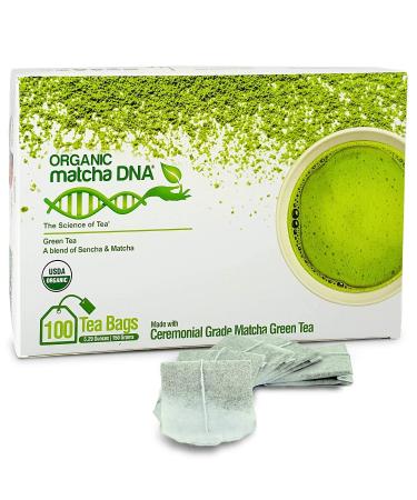 Matcha Teabags MatchaDNA Certified Organic Matcha Green Tea by MATCHA DNA - 100 Teabags 100 Count (Pack of 1)