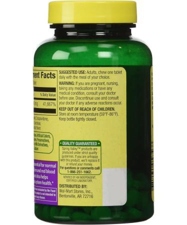 Spring Valley Fast-Dissolve Vitamin B12 2500 Mcg Cherry Flavor - 120 Tablets - Buy Online on GoSupps.com