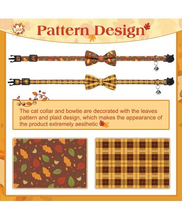 Thanksgiving Cat Bowtie Collar Set: Turkey & Plaid Print | Pack of 2 with Bell | Fall Kitten Accessories - Buy Online on GoSupps.com