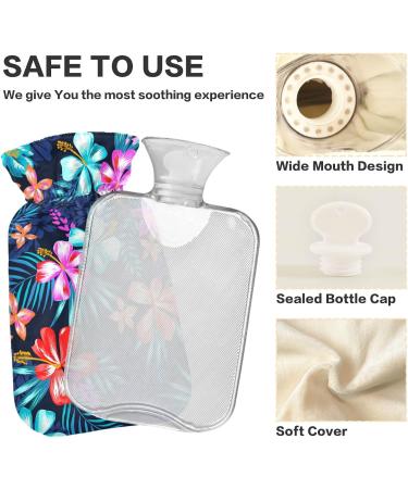 Tropical Leaves Hot Water Bottle with Cover - 1L BPA-Free Warm-Up Bag for Pain Relief & Cold Therapy - Ideal for Back Pain Relief - Buy Online on GoSupps.com