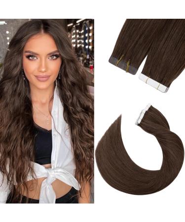 Hair parts real hair tape in extensions real hair glue hair extension 20 pieces 30 grams 45cm 04# medium brown smooth high quality human hair