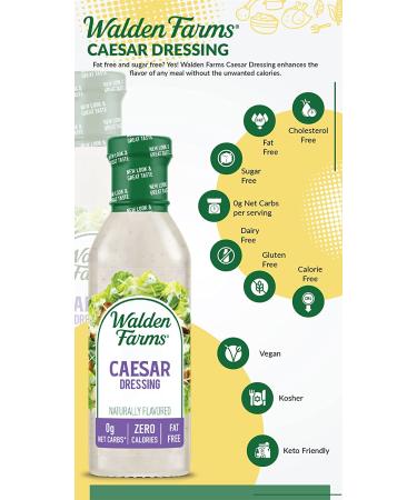 Walden Farms Caesar Dressing 2-Pack - Sugar Free, Keto & Kosher - Smooth & Creamy Salad Topping - 0g Net Carbs - 12 oz Bottles - Buy Online on GoSupps.com