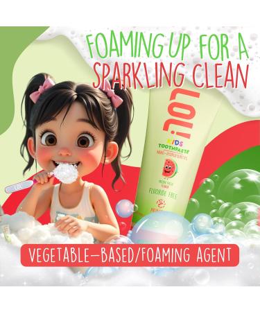 LOL Kids Toothpaste | Fluoride Free 2-Flavors Pack | Nano Hydroxyapatite Toothpaste Probiotics Vitamins A C E | Safe if Swallowed No SLS | 1 Cinnamon 1 Watermelon - Buy Online on GoSupps.com