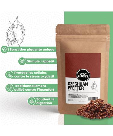 Spicy Welt Poivre de Sichuan Rouge Entier (250g) Baies de Sichuan (Hua Jiao) | Pour Wok Canard Mapo Tofu & Marinade | Ar me Floral & Bois | 100% Naturel Sans Additifs - Buy Online on GoSupps.com