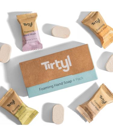 Tirtyl Foaming Hand Soap Tablet Refills - 4 Pack - 32 fl oz total (makes 4x 8 fl oz bottles of soap) - Cleansing & Moisturizing - Compostable Packaging - Variety Fragrance Pack Sampler Variety Fragrance Pack (4 Tablets) - Buy Online on GoSupps.com