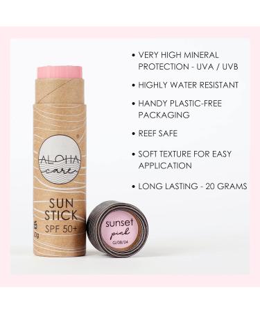 Aloha Sun Stick SPF 50+ (Pink) Sunscreen Stick Sun Block Stick for Face Sunscreen SPF 50 for Surfing Great Sun Cream for Kids & Outdoor Sports Sunscreen Plastic Free Packaging 20g - Buy Online on GoSupps.com