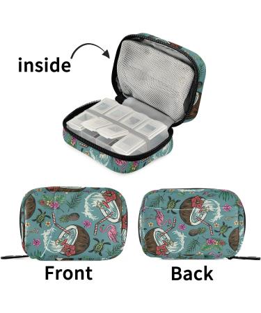 Coconut & Surfing Summer Pattern Pill Case Bag | Zipper Weekly Organizer for Travel Family & Camping - Buy Online on GoSupps.com