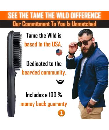 Tame The Wild Pro Beard Straightener for Men - Premium Heated Beard Brush - 12 Temp Settings - Anti-Scald Ionic - LED Display - Ideal for Beards Over 2 Inches - Buy Online on GoSupps.com
