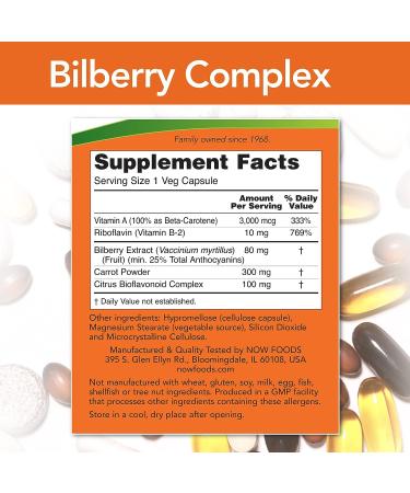 Now Foods Bilberry Complex - 100 Veg Capsules - Buy Online on GoSupps.com