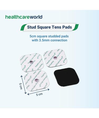 TENS Electrode Pads 5x5cm with Stud Connection 3.5mm Stud (4 Pieces) Shoulder Knee arm Back Muscle Pain Relief - Buy Online on GoSupps.com