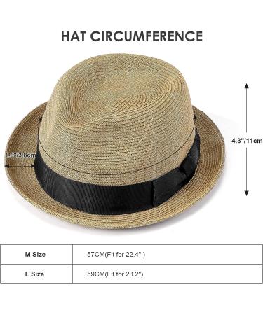 AKIO&AQUIRAX Short Brim Paper Straw Fedora Hat | Adjustable Sun Hat for Men & Women - Dark1, Medium - Buy Online on GoSupps.com