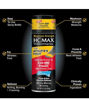HC MAX Aerosol Athlete's Foot Spray 5.3oz - Fast Acting Relief - Buy Online on GoSupps.com