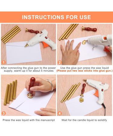 Luxiv 12P Sealing Wax Sticks Set with Glue Gun - 10MM Fire Manuscript Gold Wax Seal Stamp for Wedding Invitations and Decorative Sealing - Buy Online on GoSupps.com