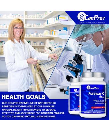 CanPrev Pureway C 600mg Advanced Formula 120 V-Caps - Enhanced Absorption Vitamin C Ascorbic Acid with Citrus Bioflavonoids - Supports Well-Being and Vitality - Buy Online on GoSupps.com