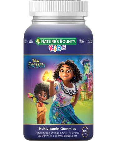 Nature's Bounty Kids Multivitamin Gummies Disney Encanto Natural Grape Orange & Cherry Flavored Vitamins A C D E and Select B Vitamins 180 Gummies