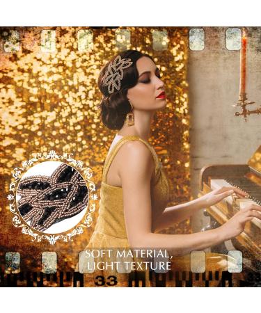 2-Piece 1920s Vintage Flapper Headband Set - Women's Leaf and Pearl Hair Accessories for 20s Costume - Silver Black & Gold - Buy Online on GoSupps.com