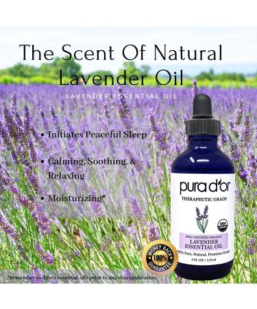 PURA D'OR Organic 16 Oz Fractionated Coconut Oil & 4 Oz Lavender Essential Oil Bundle - Buy Online on GoSupps.com