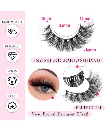 Yawamica Cat Eye 10 Pairs Pack False Eyelashes - Wispy Natural Mink Lashes Clear Band - Fluffy Russian Strip Lashes C Curl - 8-16MM - Cat Eye Design - Buy Online on GoSupps.com