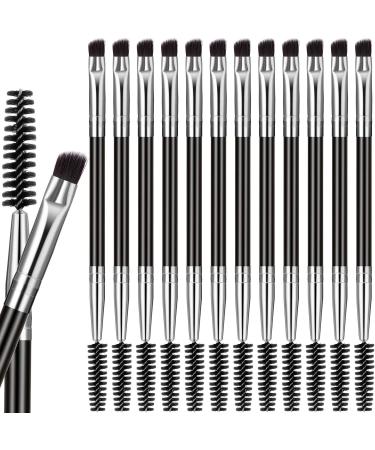12 Packs Duo Eyebrow Brush, Spoolie Brush and Angled Brow Brush, Multi-functional Mini Eyelash Brush for Tinting Angled Eyebrow, Suitable for Cream Gel (Silver) - Buy Online on GoSupps.com