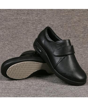 WCXTY Extra Wide Diabetic Shoes for Men & Women - Comfortable Casual PU Slippers for Swollen Feet with Arch Support - Lightweight Elderly Edema Shoes - Size 7.5 Black - Buy Online on GoSupps.com
