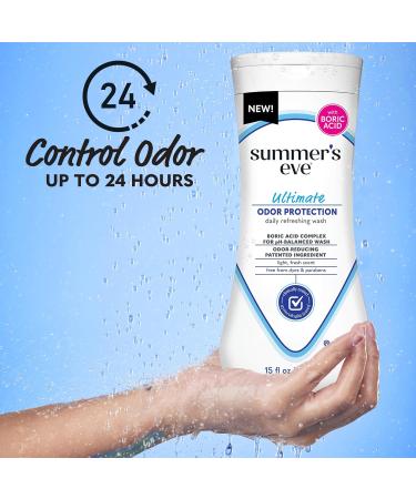 Summer's Eve Ultimate Odor Control Feminine Body Wash with Boric Acid - pH Balanced Odor Removal 15 Fl Oz - Buy Online on GoSupps.com