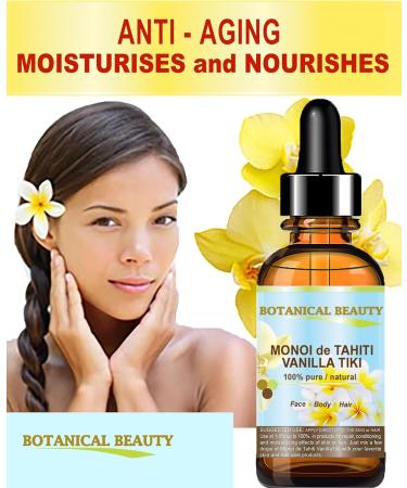 Buy Botanical Beauty MONOI DE TAHITI OIL VANILLA TIKI - Pure Natural Undiluted Virgin 2 Fl. Oz. | Nourish Face Skin Hair & Body - International Shipping Available - Buy Online on GoSupps.com